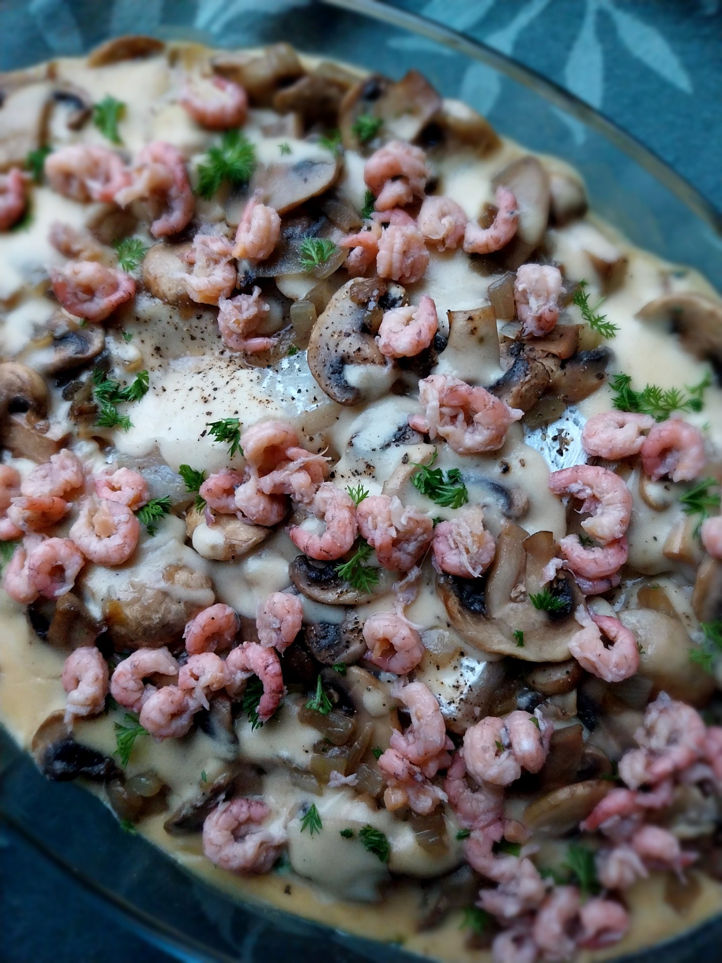 Vispannetje met champignons