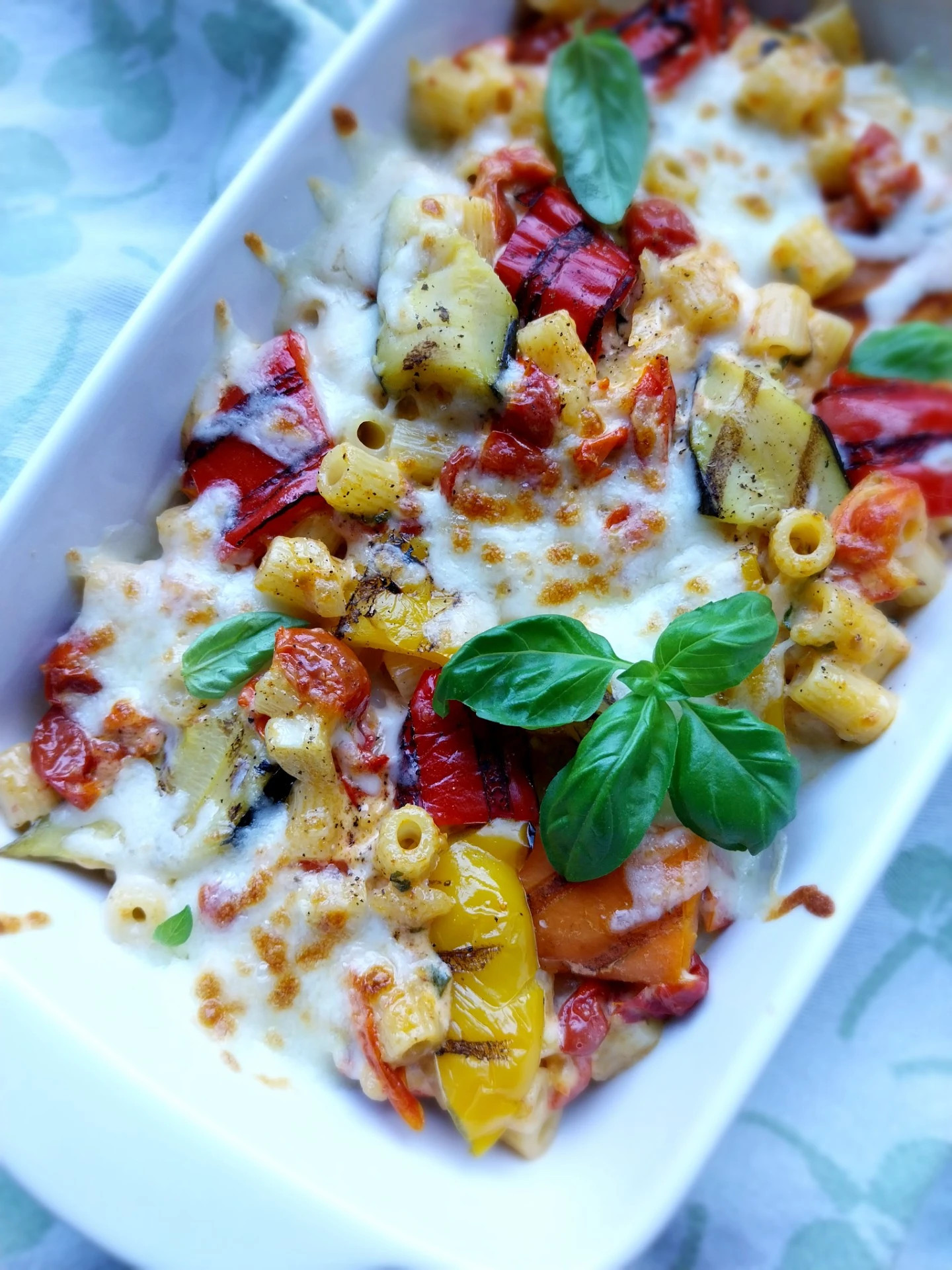 Ovenpasta met gegrilde groente en mascarpone