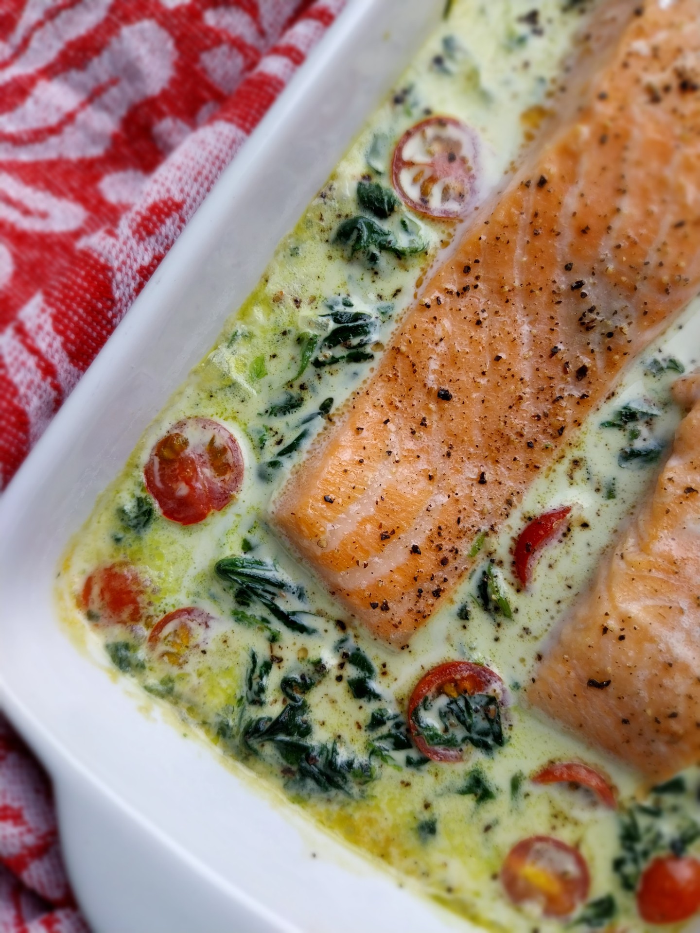 Zalm met spinazie en boursin
